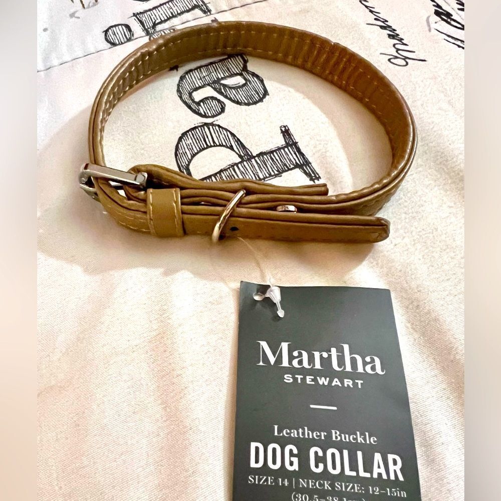 Martha Stewart Leather Buckle Dog Collar Sz 14